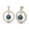 Image 2 : 2 ctw Diamond & Pearl Earrings 18K Yellow Gold - REF-188A2N