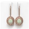 Image 1 : 10.26 ctw Certified Opal & Diamond Victorian Earrings 14K Rose Gold - REF-346Y5X