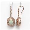 Image 2 : 10.26 ctw Certified Opal & Diamond Victorian Earrings 14K Rose Gold - REF-346Y5X