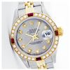 Image 1 : Rolex Men's Two Tone 14K Gold/SS, QuickSet, Diam Dial & Diam/Ruby Bezel - REF-557K5T