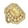 Image 1 : 5.85 ctw Canary Citrine & Diamond Victorian Ring 14K Yellow Gold - REF-145F6M
