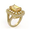 Image 2 : 5.85 ctw Canary Citrine & Diamond Victorian Ring 14K Yellow Gold - REF-145F6M