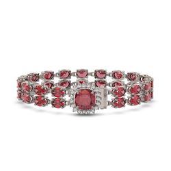 17.35 ctw Tourmaline & Diamond Bracelet 14K White Gold - REF-245N5F