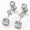 Image 1 : 1.85 ctw Cushion Cut Diamond Designer Earrings 18K White Gold - REF-228Y8X