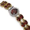 Image 2 : 28.52 ctw Garnet & Diamond Bracelet 14K Yellow Gold - REF-218X2A