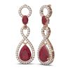 Image 2 : 9.85 ctw Ruby & Diamond Earrings 18K Rose Gold - REF-263N6F