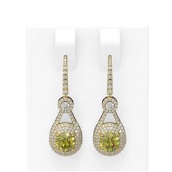 3.92 ctw Fancy Yellow Diamond Earrings 18K Yellow Gold - REF-558X9A
