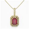 Image 2 : 11.99 ctw Certified Ruby & Diamond Victorian Necklace 14K Yellow Gold - REF-257A8N