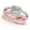 Image 1 : 1.51 ctw Certified VS/SI Princess Diamond 2pc Set Halo 14k Rose Gold - REF-189Y4X