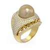 Image 1 : 2.5 ctw Diamond & Pearl Ring 18K Yellow Gold - REF-270Y4X