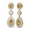 Image 2 : 13.02 ctw Canary Citrine & Diamond Earrings 18K Yellow Gold - REF-456K9Y