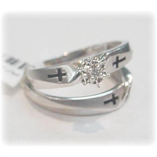 Genuine Diamond Christian Wedding Ring Set Gold 10K
