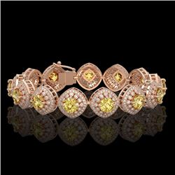 28.35 ctw Canary Citrine & Diamond Victorian Bracelet 14K Rose Gold - REF-805Y5X