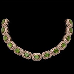 130.05 ctw Tourmaline & Diamond Victorian Necklace 14K Rose Gold - REF-3619Y6X