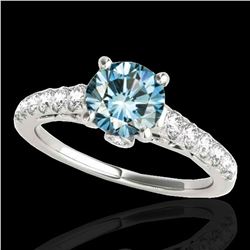 1.75 ctw SI Certified Fancy Blue Diamond Solitaire Ring 10k White Gold - REF-177X3A