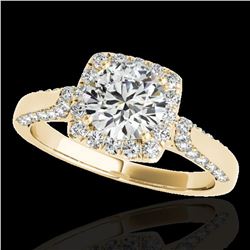 1.7 ctw Certified Diamond Solitaire Halo Ring 10k Yellow Gold - REF-211H4R