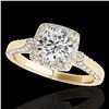 Image 1 : 1.7 ctw Certified Diamond Solitaire Halo Ring 10k Yellow Gold - REF-211H4R