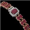 Image 2 : 19.07 ctw Ruby & Diamond Bracelet 14K Rose Gold - REF-236G4W