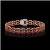 Image 3 : 19.07 ctw Ruby & Diamond Bracelet 14K Rose Gold - REF-236G4W