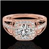 Image 1 : 1.3 ctw Certified Diamond Solitaire Halo Ring 10k Rose Gold - REF-197A8N