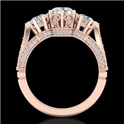 2.18 ctw VS/SI Diamond Art Deco 3 Stone Ring 18k Rose Gold - REF-244F5M