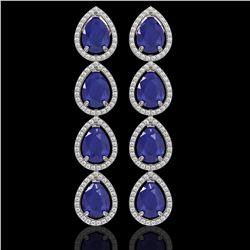 16.01 ctw Sapphire & Diamond Micro Pave Halo Earrings 10k White Gold - REF-180K2Y