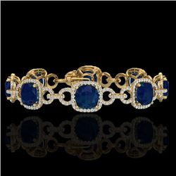 25 ctw Sapphire & Micro VS/SI Diamond Bracelet 14k Yellow Gold - REF-418X2A