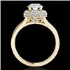 Image 2 : 1.6 ctw Certified Diamond Solitaire Halo Ring 10k Yellow Gold - REF-204W5H