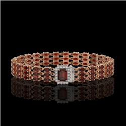 21.51 ctw Garnet & Diamond Bracelet 14K Rose Gold - REF-318M2G