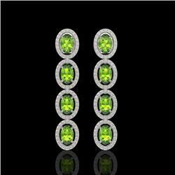 5.88 ctw Peridot & Diamond Micro Pave Halo Earrings 10k White Gold - REF-143A6N