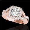 Image 1 : 2 ctw Certified Diamond Solitaire Halo Ring 10k Rose Gold - REF-259X3A