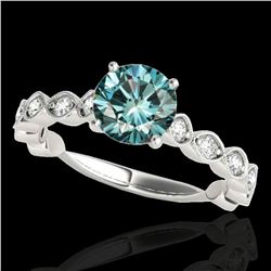 1.75 ctw SI Certified Fancy Blue Diamond Solitaire Ring 10k White Gold - REF-170X5A