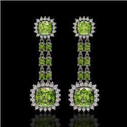 19.88 ctw Peridot & Diamond Earrings 14K White Gold - REF-290M9G