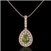 Image 2 : 4.97 ctw Tourmaline & Diamond Victorian Necklace 14K Rose Gold - REF-164H2R