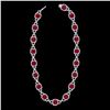 Image 2 : 56 ctw Ruby & Micro VS/SI Diamond Eternity Necklace 14k White Gold - REF-1003R6K