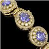 Image 3 : 50.27 ctw Tanzanite & Diamond Victorian Bracelet 14K Yellow Gold - REF-1704R4K
