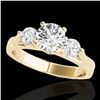 Image 1 : 1.50 ctw Certified Diamond 3 Stone Ring 10k Yellow Gold - REF-225M2G