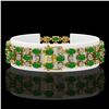 Image 2 : 11.02 ctw Jade & Diamond Row Bracelet 10K Yellow Gold - REF-209R3K