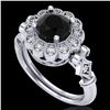 Image 1 : 1.2 ctw Fancy Black Diamond Engagment Art Deco Ring 18k White Gold - REF-107M3G