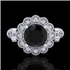 Image 2 : 1.2 ctw Fancy Black Diamond Engagment Art Deco Ring 18k White Gold - REF-107M3G