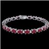 Image 2 : 15 ctw Ruby & VS/SI Diamond Certified Eternity Bracelet 10k White Gold - REF-122N8F