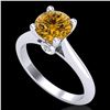 Image 1 : 1.6 ctw Intense Fancy Yellow Diamond Art Deco Ring 18k White Gold - REF-216W8H