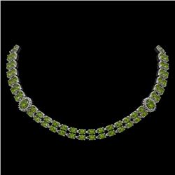 37.23 ctw Tourmaline & Diamond Necklace 14K White Gold - REF-527A3N