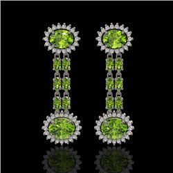 9.21 ctw Peridot & Diamond Earrings 14K White Gold - REF-157F5M