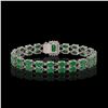 Image 3 : 19.07 ctw Emerald & Diamond Bracelet 14K White Gold - REF-236N4F