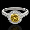 Image 1 : 1.3 ctw Certified SI/I Fancy Intense Yellow Diamond Ring 10k White Gold - REF-177A3N