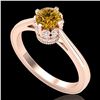 Image 1 : 0.81 ctw Intense Fancy Yellow Diamond Art Deco Ring 18k Rose Gold - REF-127K3Y