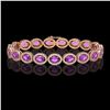 Image 1 : 13.11 ctw Amethyst & Diamond Micro Pave Halo Bracelet 10k Rose Gold - REF-263M6G