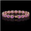 Image 2 : 13.11 ctw Amethyst & Diamond Micro Pave Halo Bracelet 10k Rose Gold - REF-263M6G