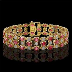 23.12 ctw Tourmaline & Diamond Bracelet 10K Yellow Gold - REF-354K5Y